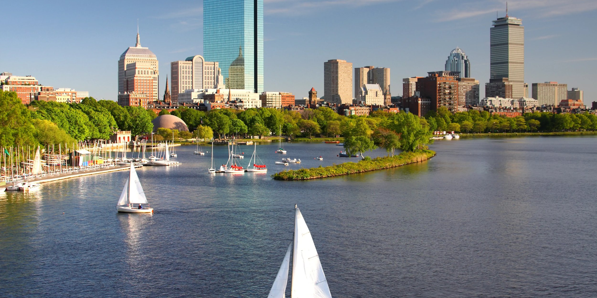 Boston Panorama der Stadt und des Hafens.